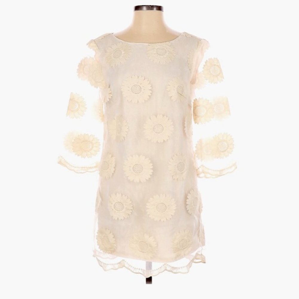 Ark & Co. | Floral Embroidered Sheer Overlay Dress